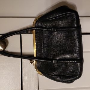 Saber, Navy pebbled leather vintage handbag